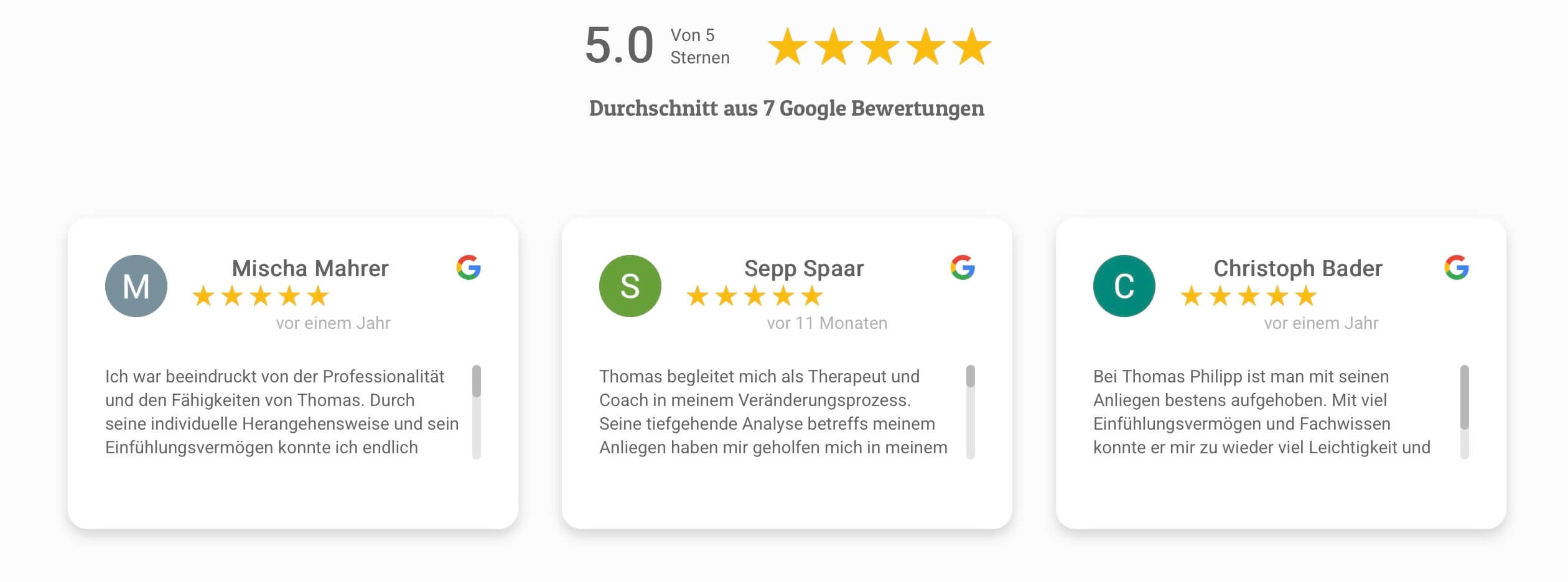 Google Bewertungen - Besser Leben Basel - 5 Sterne