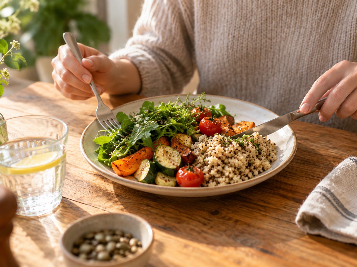 Frische Mahlzeit auf einem Holztisch